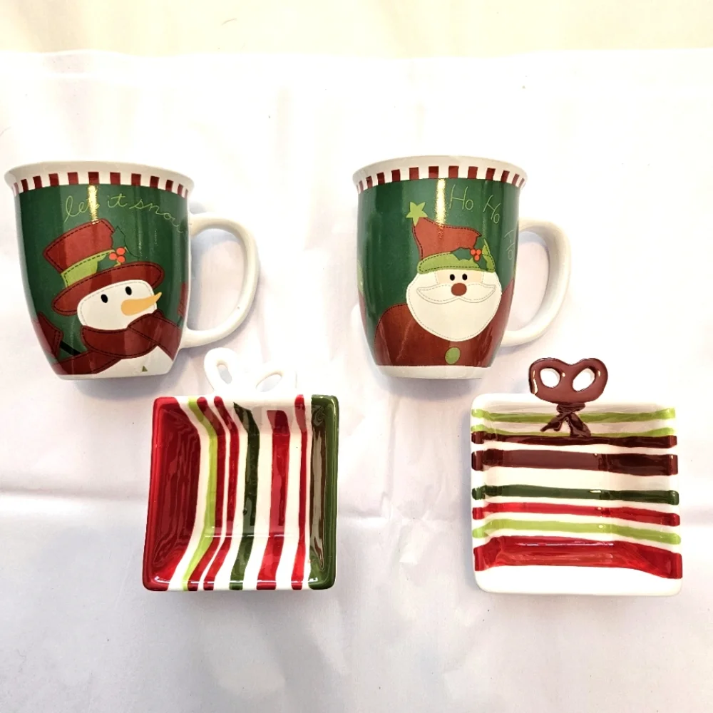 Winter Hot Cocoa Coffee Snack Marshmallow Set. Santa Frosty Holiday